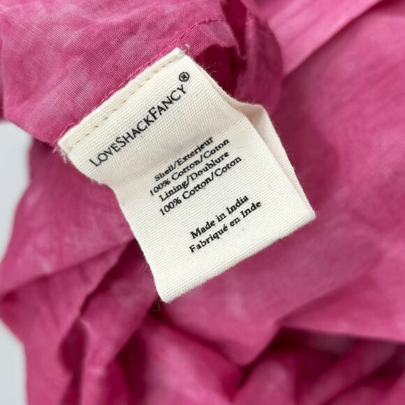 LoveshackFancy Edie Bordeaux Pink Tie Dye Cotton Midi Dress - Picture 11 of 12